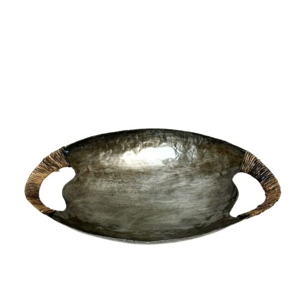 Solid Metal Bowl with Woven Handles